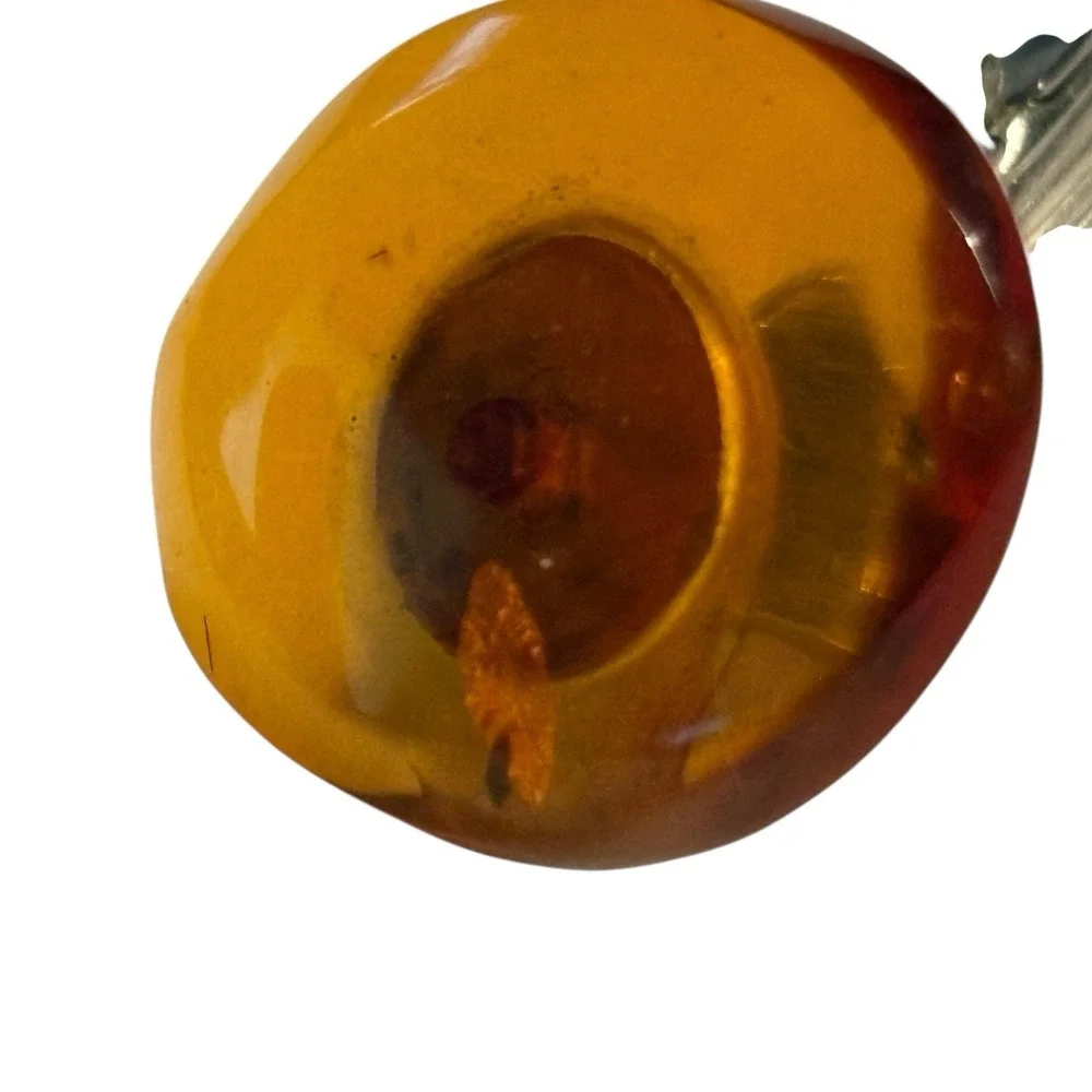 Baltic Amber Cufflinks Signed MET Vintage Unique‎ Nature Oval MCM Translucent
